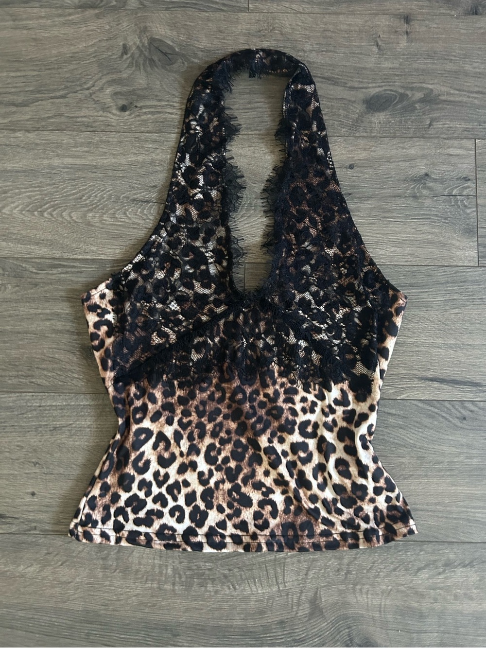 brand new Leopard Lace Halter Top